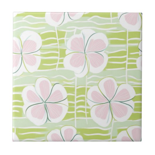 Moderne abstrakte florale Linienmuster (9) Fliese (Vorderseite)