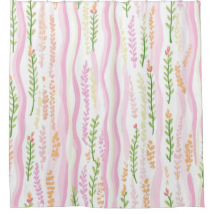 Moderne Abstrakte Florale Linienstruktur (7) Duschvorhang