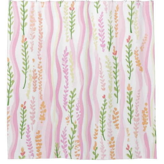 Moderne Abstrakte Florale Linienstruktur (7) Duschvorhang (Vorderseite)