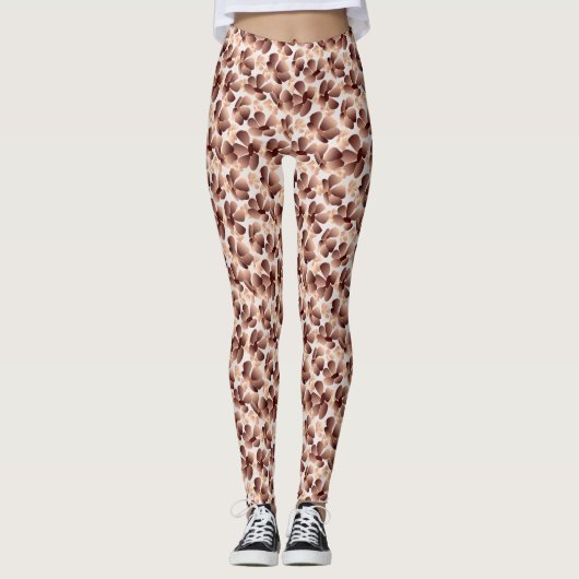 Moderne Abstrakte florale Moschee Mousse Beige Pre Leggings (Vorderseite)