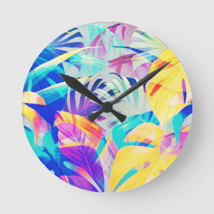 Moderne abstrakte florale Pastellfarbe Runde Wanduhr