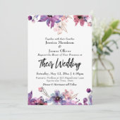 Moderne Abstrakte Floralfarben Hochzeit Einladung (Stehend Vorderseite)