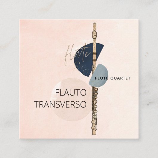 Moderne Abstrakte Flutkonzerne Blush & Navy Social Quadratische Visitenkarte (Vorderseite)