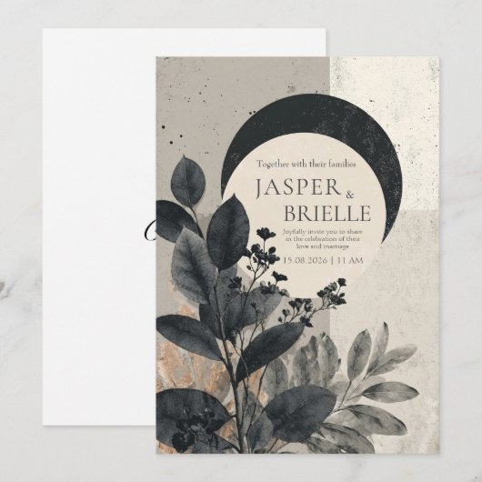 Moderne Abstrakte Foliage-Hochzeit Einladung (Vorne/Hinten)