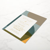 Moderne Abstrakte Form Aquamarine Taupe Chic Weddi Folieneinladung (Gedreht)