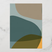 Moderne Abstrakte Form Aquamarine Taupe Chic Weddi Folieneinladung (Rückseite)