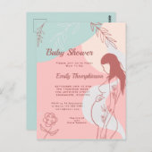 Moderne Abstrakte Form Expectant Mama Babydusche Postkarte (Vorne/Hinten)