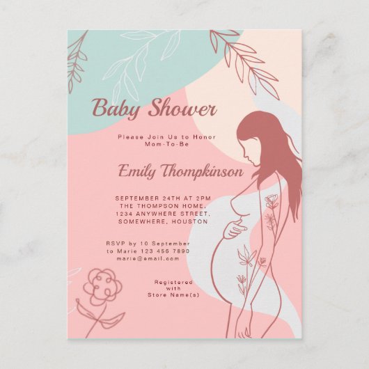 Moderne Abstrakte Form Expectant Mama Babydusche Postkarte (Vorderseite)