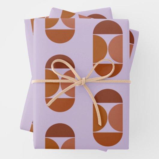 Moderne Abstrakte Form Lila braun Geschenkpapier Set (Beispiel)