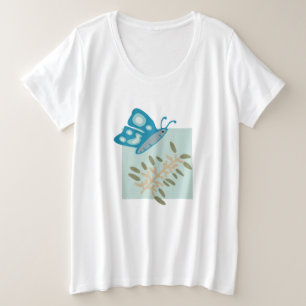 Moderne Abstrakte Form mit Blue Butterfly T - Shir Große Größe T-Shirt