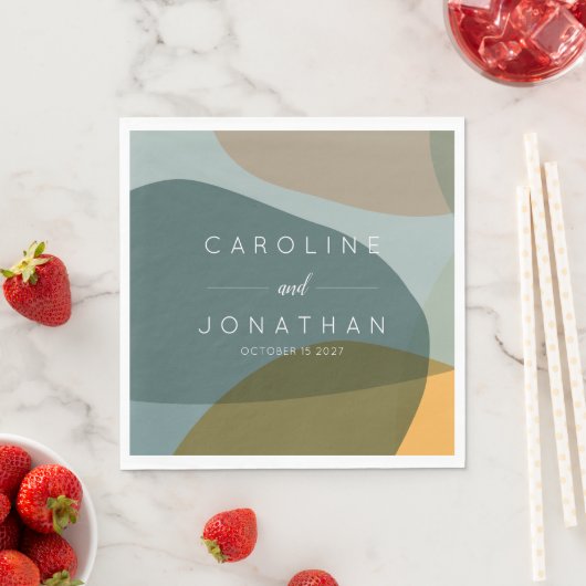 Moderne Abstrakte Formen Aquamarine Taupe Custom W Serviette (Beispiel)