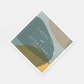 Moderne Abstrakte Formen Aquamarine Taupe Custom W Serviette (Ecke)