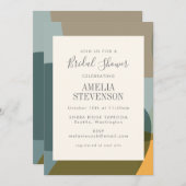 Moderne Abstrakte Formen Aquamarines Taupe Brautpa Einladung (Vorne/Hinten)