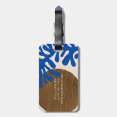Moderne Abstrakte Formen Art Blue Tan Name Gepäckanhänger (Rückseite vertikal)