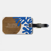 Moderne Abstrakte Formen Art Blue Tan Name Gepäckanhänger (Rückseite horizontal)