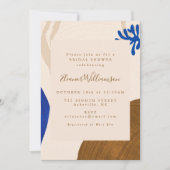 Moderne Abstrakte Formen, blaues Kupfer-Brautparty Einladung (Vorderseite)