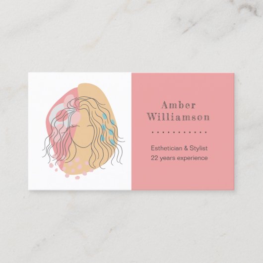 Moderne Abstrakte Formen Boho Orange Pink Frau Visitenkarte (Vorderseite)