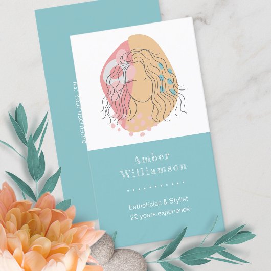 Moderne Abstrakte Formen Boho Orange Pink Frauenkl Visitenkarte