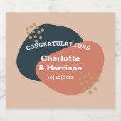 Moderne Abstrakte Formen Hochzeit Terracotta Navy Bierflaschenetikett (Einzelnes Label)