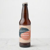 Moderne Abstrakte Formen Hochzeit Terracotta Navy Bierflaschenetikett (Vorderseite)