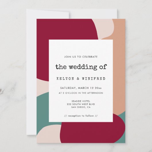 Moderne abstrakte Formen Hochzeitseinladung Save The Date (Vorderseite)
