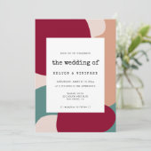 Moderne abstrakte Formen Hochzeitseinladung Save The Date (Stehend Vorderseite)