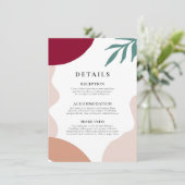 Moderne abstrakte Formen Hochzeitsgast-Information Begleitkarte (Stehend Vorderseite)
