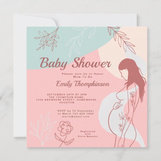 Moderne Abstrakte Formen Mama als Kinderdusche Einladung (Vorderseite)