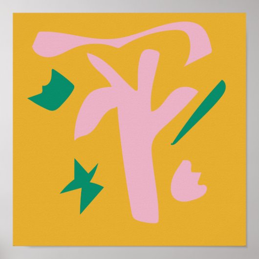 Moderne Abstrakte Formen - rosa gelb Poster (Vorne)