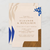 Moderne Abstrakte Formen Sand Blue Wedding Einladung (Vorne/Hinten)