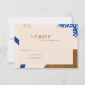 Moderne Abstrakte Formen Sand Blue Wedding RSVP Karte (Vorderseite)