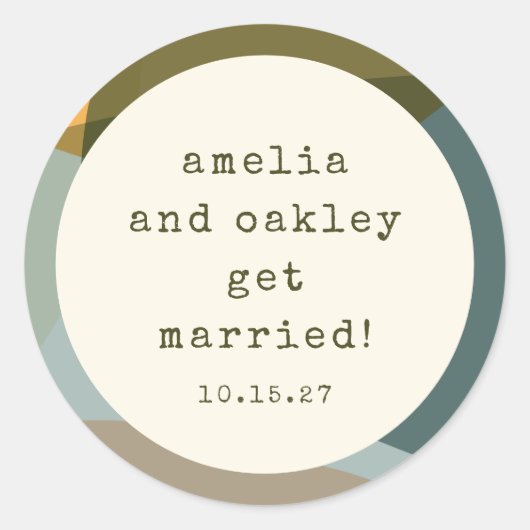 Moderne Abstrakte Formen setzen Aquamarine Hochzei Runder Aufkleber (Vorderseite)