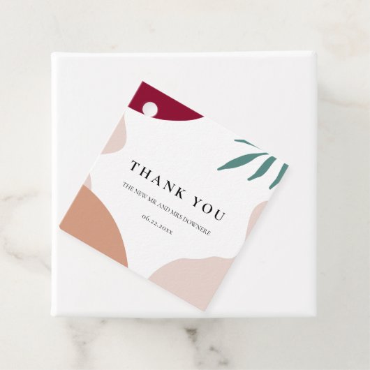 Moderne abstrakte Formen zeitgenössische Hochzeit Geschenkanhänger (Beispiel)