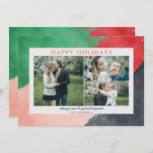 Moderne Abstrakte Fotomaterial Rot Grün Feiertagskarte (Vorne/Hinten)