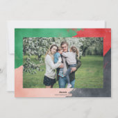 Moderne Abstrakte Fotomaterial Rot Grün Feiertagskarte (Rückseite)