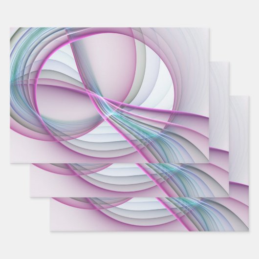 Moderne Abstrakte Fraktal-Kunst Geschenkpapier Set (Set)