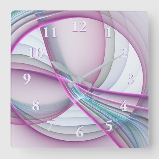 Moderne Abstrakte Fraktal-Kunst Quadratische Wanduhr (Vorderseite)