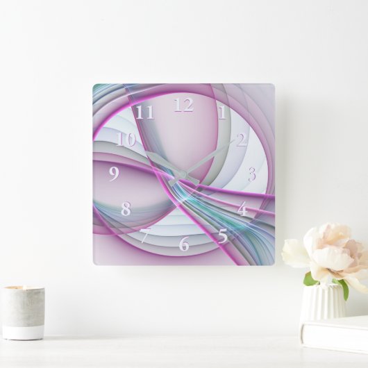 Moderne Abstrakte Fraktal-Kunst Quadratische Wanduhr (Zuhause)