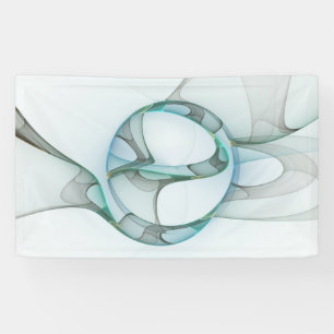 Moderne abstrakte fraktale Kunst Blau Türkis Grau Banner