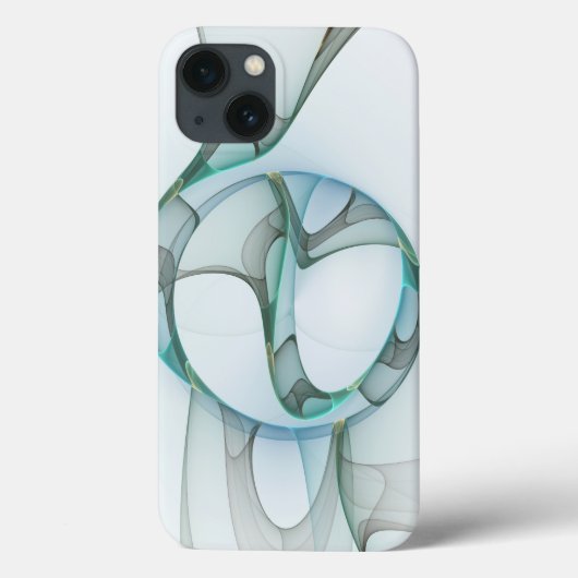 Moderne abstrakte fraktale Kunst Blau Türkis Grau Case-Mate iPhone Hülle (Rückseite)
