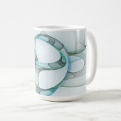 Moderne abstrakte fraktale Kunst Blau Türkis Grau Kaffeetasse (VorderseiteRechts)