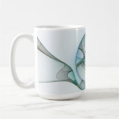 Moderne abstrakte fraktale Kunst Blau Türkis Grau Kaffeetasse (Links)