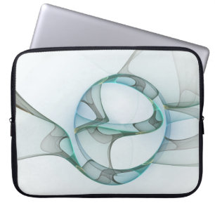 Moderne abstrakte fraktale Kunst Blau Türkis Grau Laptopschutzhülle