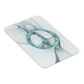Moderne abstrakte fraktale Kunst Blau Türkis Grau Magnet (Rechte Seite)
