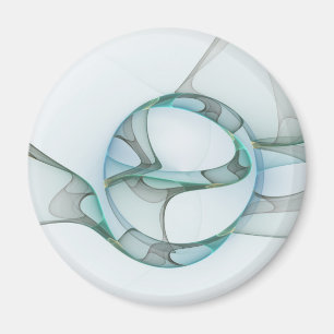 Moderne abstrakte fraktale Kunst Blau Türkis Grau Magnet