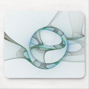 Moderne abstrakte fraktale Kunst Blau Türkis Grau Mousepad