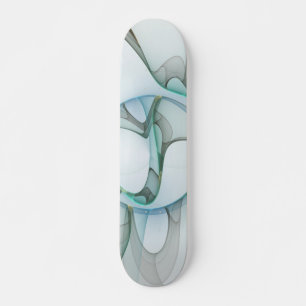 Moderne abstrakte fraktale Kunst Blau Türkis Grau Skateboard