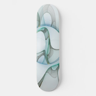 Moderne abstrakte fraktale Kunst Blau Türkis Grau Skateboard