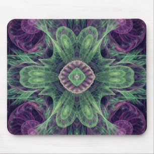 Moderne abstrakte fraktale violette und grüne Gest Mousepad