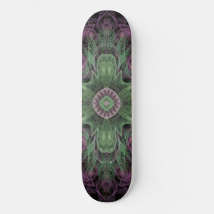 Moderne abstrakte fraktale violette und grüne Gest Skateboard